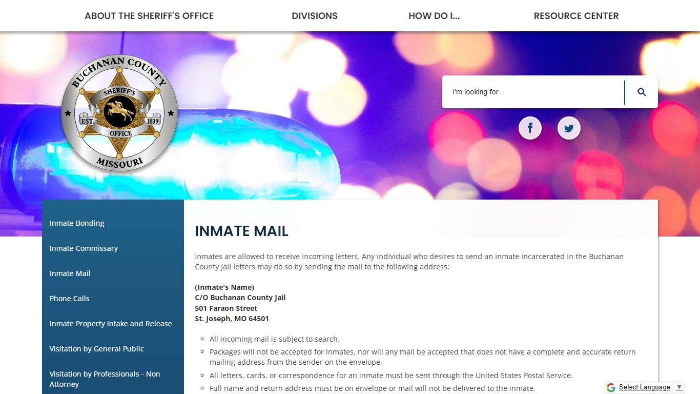 Inmate Mail | Buchanan County, MO - Official Website
